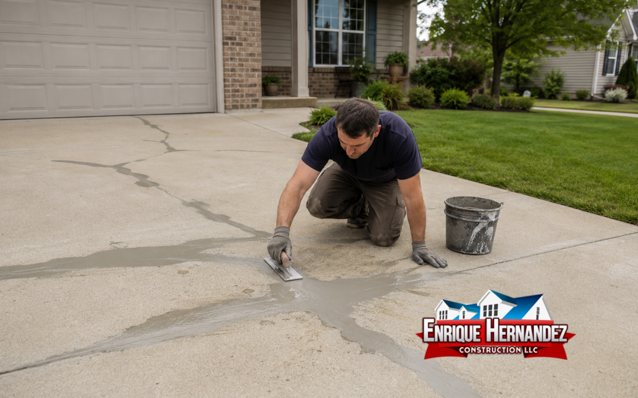 Concrete driveway repair in Edinburgh, IN for cracked pavement