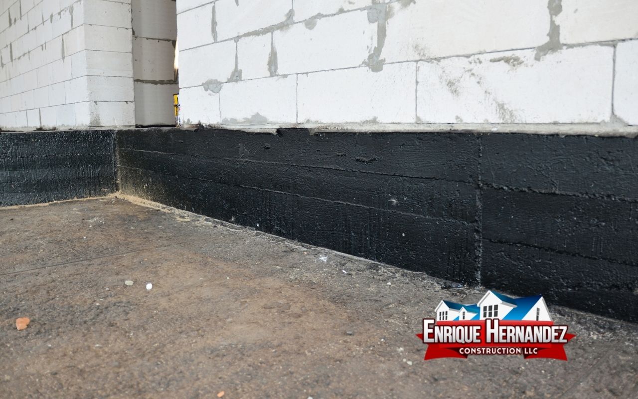 Exterior foundation waterproofing with protective membrane