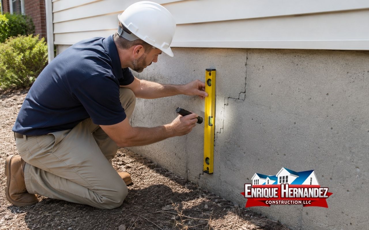 Home foundation inspection for summer foundation cracks