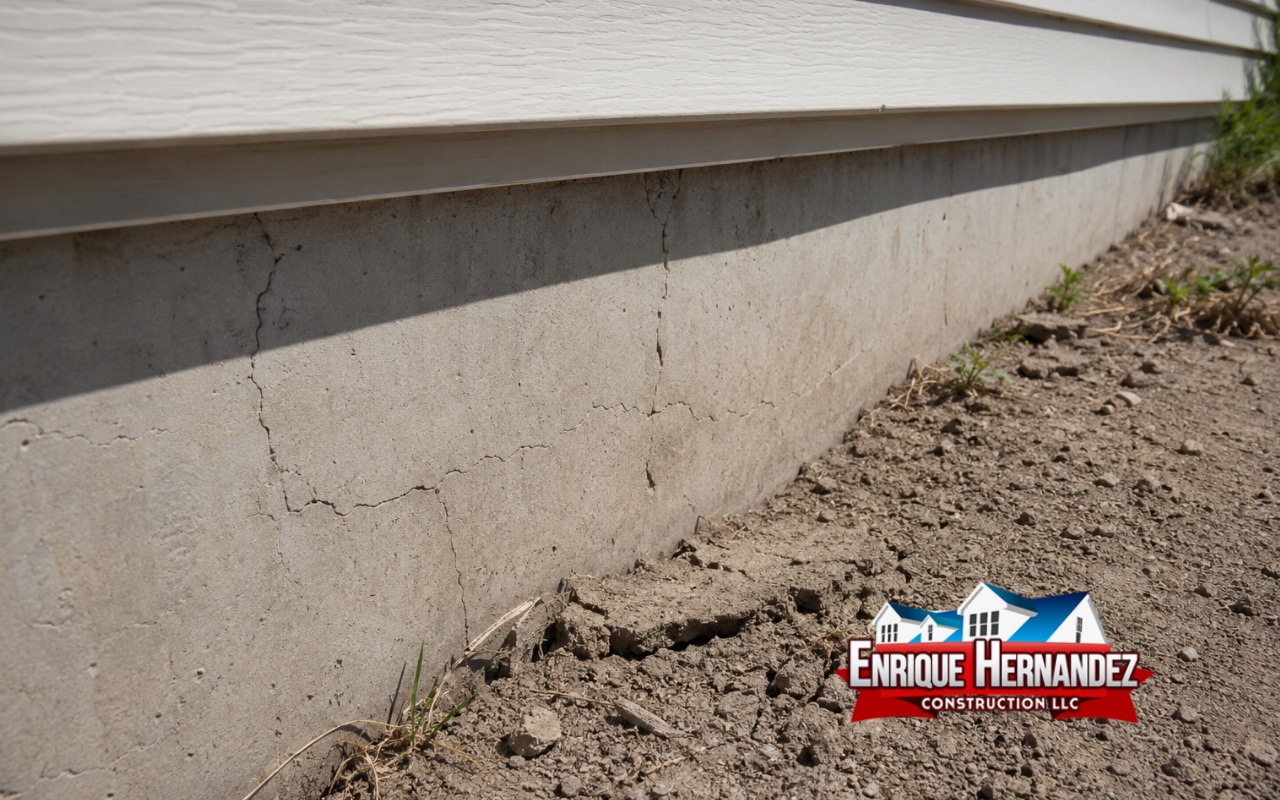 Foundation expansion and contraction in summer causing small cracks near a home