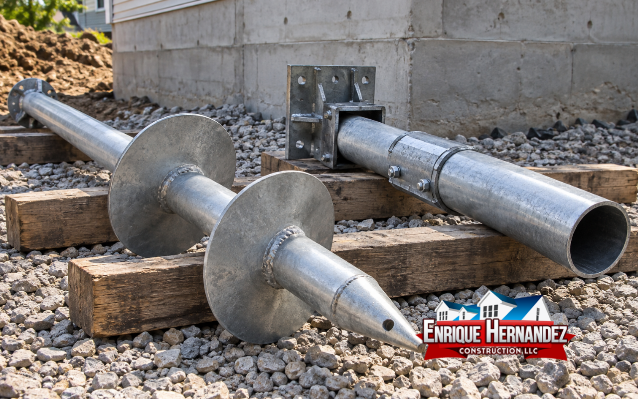 Helical piers vs push piers compared for foundation stabilization